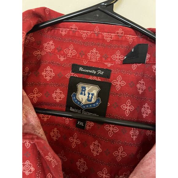 Resistol University Fit Pearl Snap Western Shirt Red Floral Print Size XXL - Picture 3 of 7